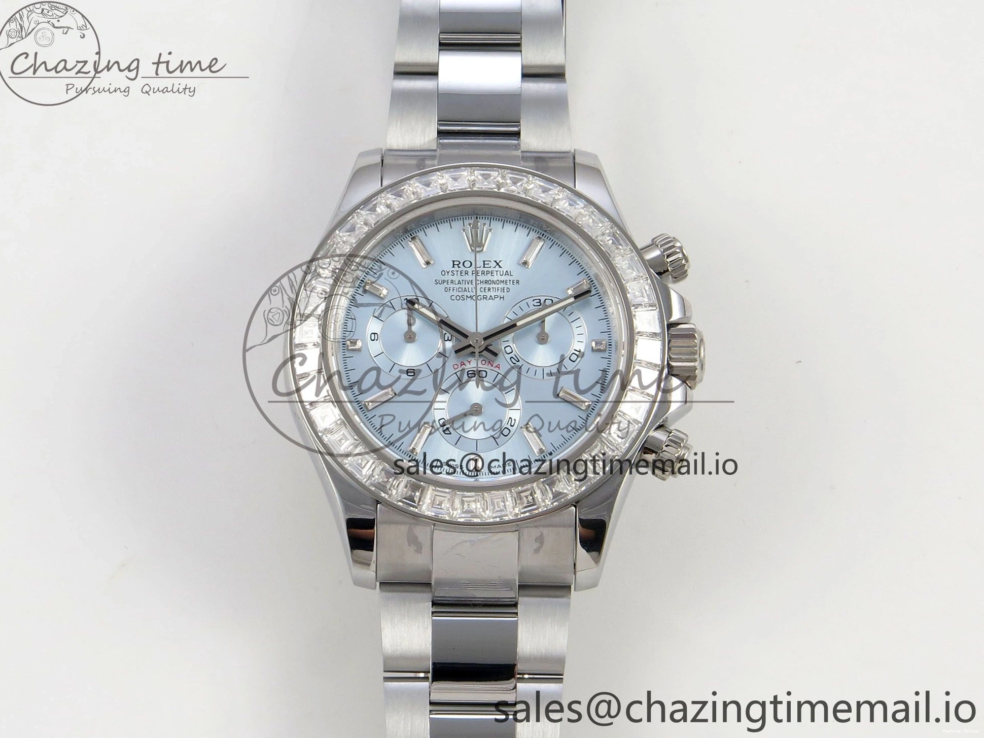 0227 Daytona 116576TBR 3CF 1:1 Best Edition diamonds Bezel Ice Blue Dial on SS Bracelet SH4130 V2(Mod Version) WaterResistant 140